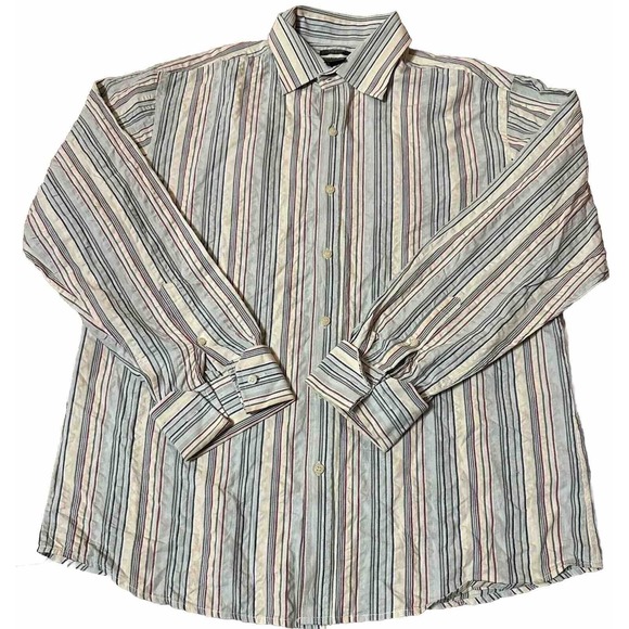 Syllables System Long Sleeve Button Up Striped Shirt Size XL - Picture 2 of 8